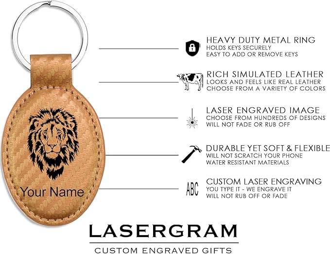 LaserGram Oval Keychain, Off Road Racer, Personalized Engraving Included (Carbon Fiber Bronze)