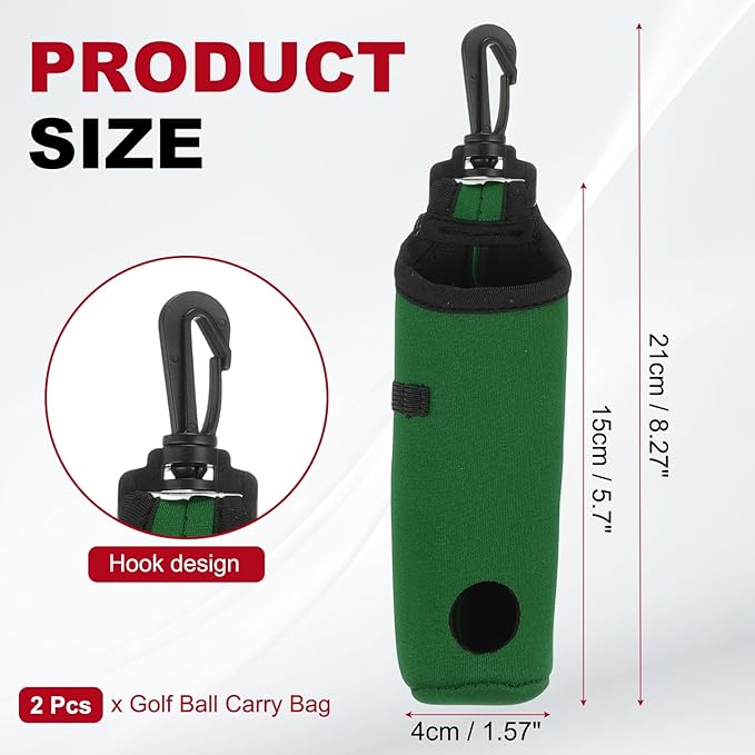 uxcell Golf Ball Carry Bag, Waist-Mounted Storage Bag Neoprene Golf Tee Holder Pouch with Lightweight Hook for Men and Women