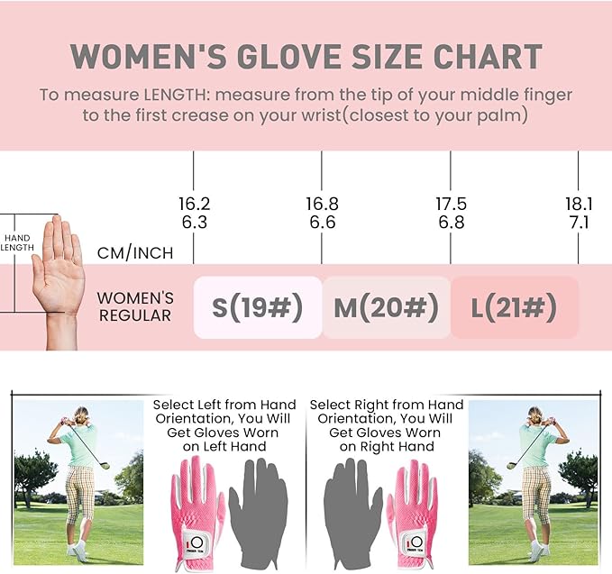 FINGER TEN Womens Golf Glove Right Handed Golfer Left Hand Rain Grip Hot Wet All Weather Value 2 Pack, Golf Gloves Breathable Flexible for Ladies Women