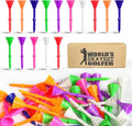 FINGER TEN Unbreakable Golf Tees Plastic 3 1/4 inch Value 50/100 Pack, Low Friction & Low Ball Spin Long Tees to Improve Distance & Accuracy, Durable Tees with Assorted Colors to Practice