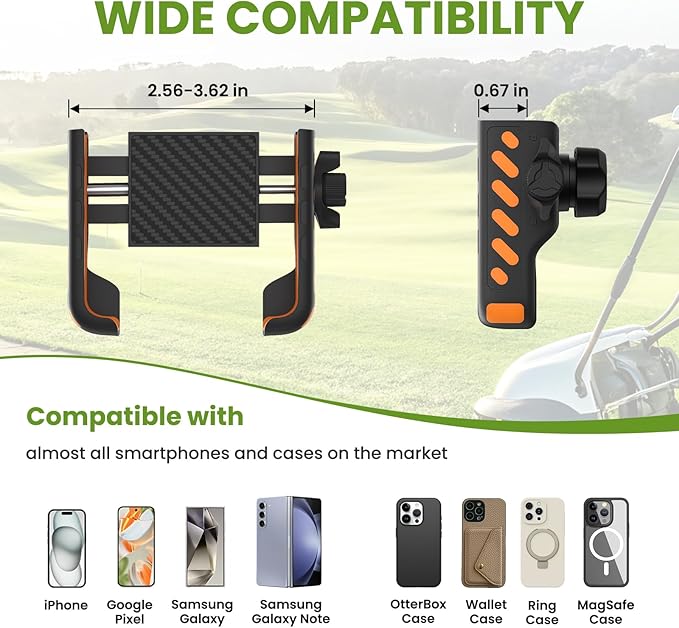 Magnetic Golf Cart Phone Holder - Premium N52 Magnet Phone Caddy Compatible with EZGO, Club Car, Yamaha, Universal Secure Mount for iPhone, Samsung & Smartphone, Durable Golf Accessories for Men Women