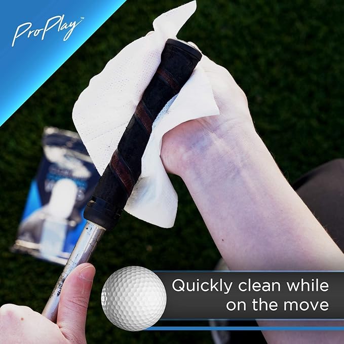 ProPlay Club Grip Cleaning Wipes | Powerful Cleaner Removes Grime, Dirt, and Sweat | Restore Tackiness of Golf Club Grips | Convenient, Resealable Pack - Unscented 24 Pack