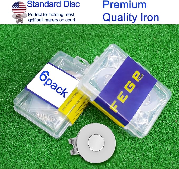 3 Pack or 6 Pack - Golf Hat Clips Magnetic Golf Ball Marker Holders for Golf Hats Caps Pants Gloves Bags Visors Belts Nickel-Plated Alloy Clips for Metal Golf Ball Markers (Ball Marker Not Included)