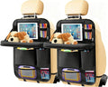 2-Pack Black Car Backseat Organizer, 10 Storage Pockets and Tablet Holder, Back Seat Organizer for Kids, Family Road Trip Essentials, Travel Accessories-Black