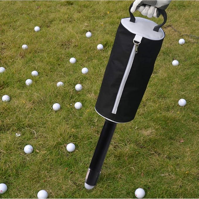 HOW TRUE Golf Ball Retriever, Portable Shag Bag Golf Ball Pick Up with Removable Plastic Tube, Pocket Shagger Storage