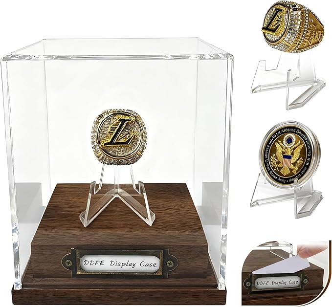 Championship Ring Display Case,Protected Clear Challenge Coin Holder for Sports Basketball Baseball Fan Souvenirs Coin Stand Holder,Display Box for Memorabilia,Ideal Gift for Men Women