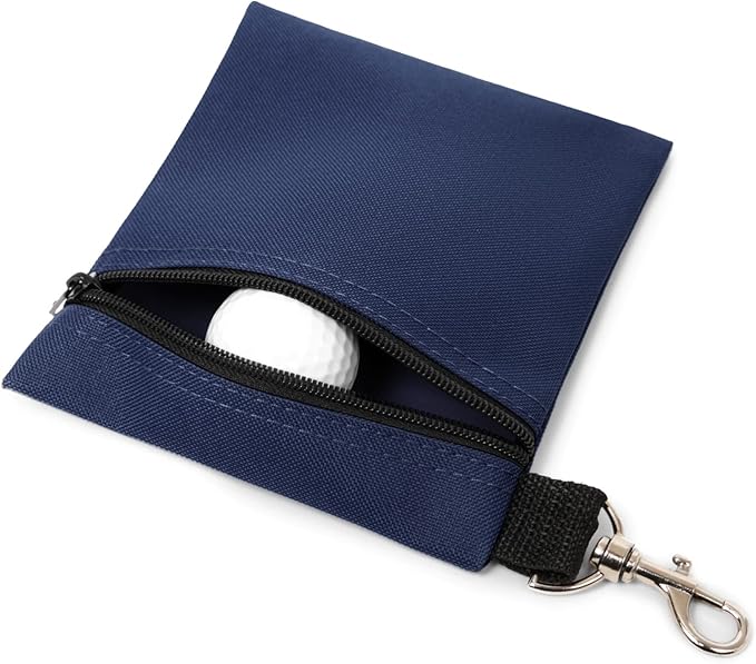 BuyAgain Golf Tee Pouch, 5.62 X 6.87 Inch Professional Zipper Golf Tee/Ball Pouch Bag with Metal Lobster Claw Clip