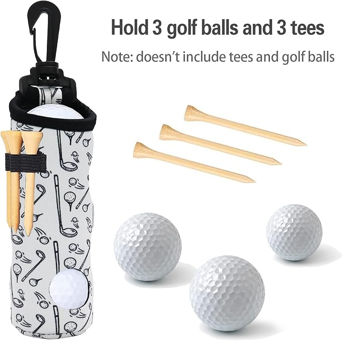 Golf Ball Holder Golf Tee Holder Golf Ball Carry Bag Pouch with Light Weight Hook Keychain Belt Clip Portable Golf Accessories for Ladies Girls 2 Pack