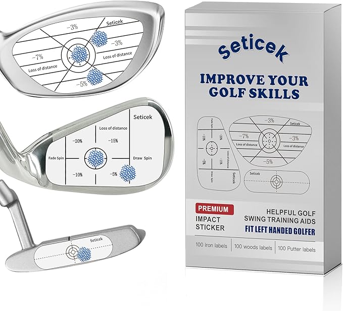 Golf Impact Tape Set 300Pcs, Self-Teaching Sweet Spot and Consistency Analysis, Golf Club Impact Stickers for Woods Irons and Putters Each 100 Pcs,Useful Training Aid Improve Ball Striking