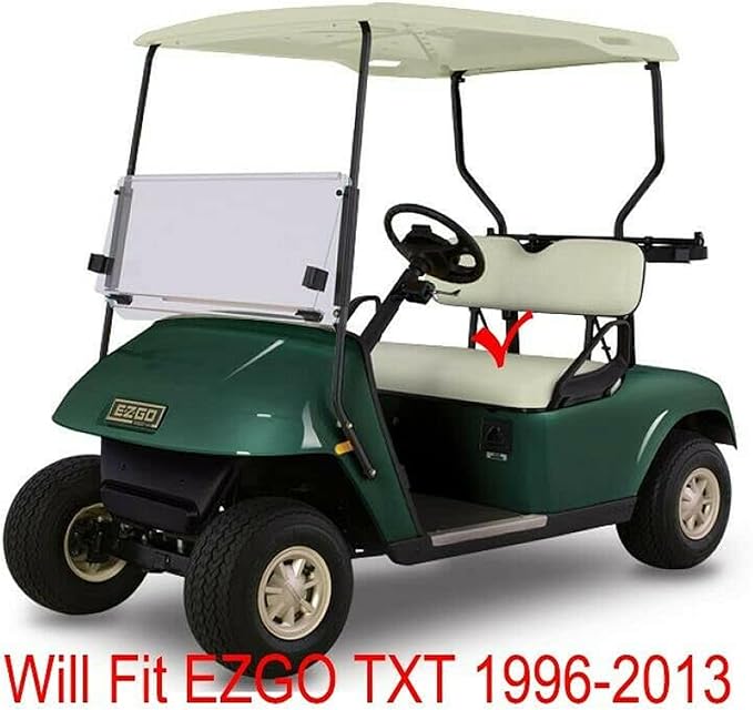Huskey 4PCS Golf Cart Front/Rear Seat Covers for EZGO Medalist/TXT 94-13 Custom Two-Tone Black/Red Diamond Stitching with Red Piping, Marine Grade Vinyl Material, Staple on Design