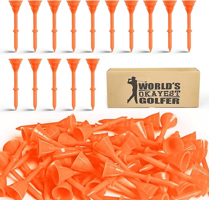 FINGER TEN Unbreakable Golf Tees Plastic 3 1/4 inch Value 50/100 Pack, Low Friction & Low Ball Spin Long Tees to Improve Distance & Accuracy, Durable Tees with Assorted Colors to Practice