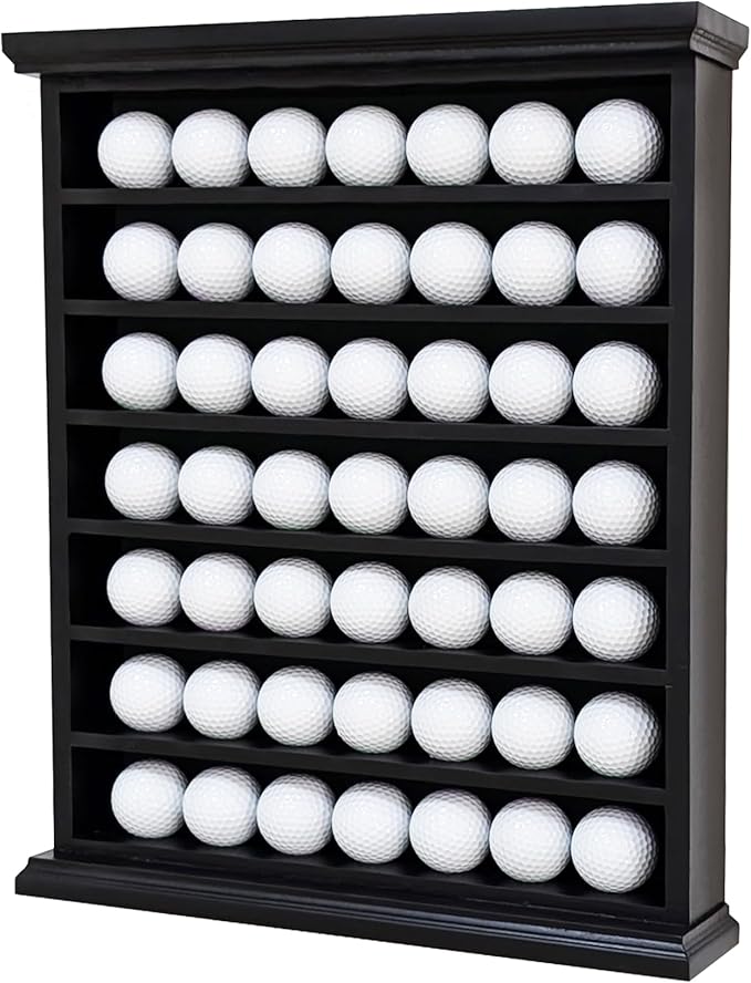 Stylish Golf Ball Golf Ball Display Case - Solid Wood Shadow Box for Home, Office, and Exhibition Display - Ideal Storage and Showcase Solution - Black Color