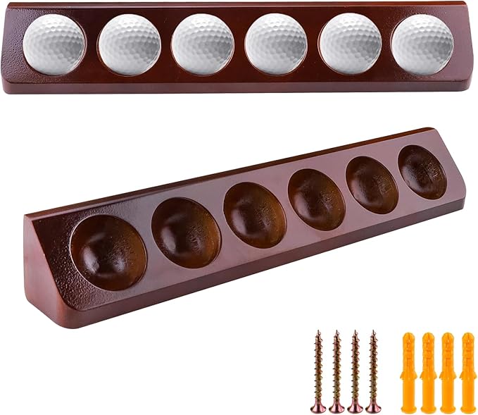 Wooden Golf Ball Display Case Wall Mount, 12 Standard Golf Balls Display Holder Stand, Wall&Desktop Golf Balls Decor Rack, Sport Memorabilia Collectibles, Gift for Golf Enthusiasts