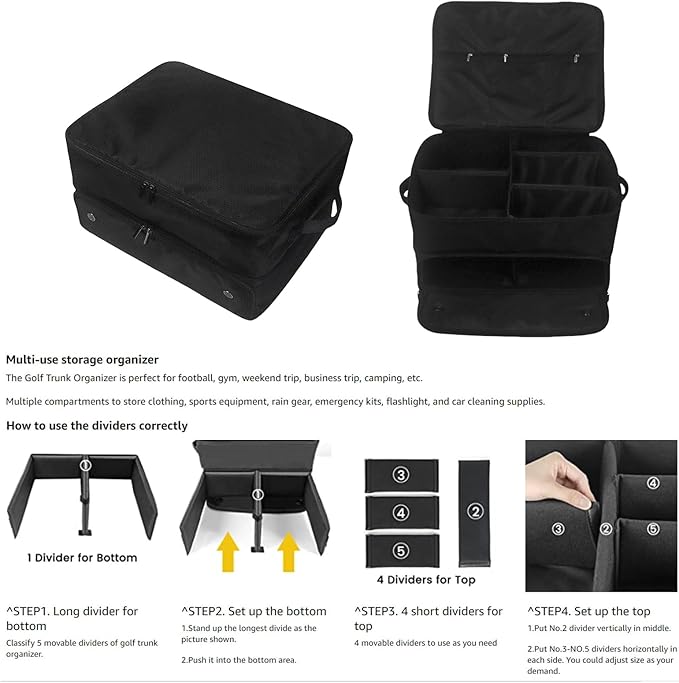 2 Layer Golfs Trunk Organizers, Golfs Locker with Separate Ventilated Compartment for 2 Pair Shoes, Golfs Trunk Storage