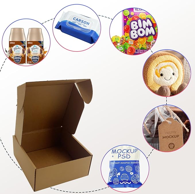 7x7x3 Inches Shipping Boxes Set of 25，Brown Cardboard Boxes Recyclable Corrugated Mailers for Small Business, E-commerce, Gift Packaging Storage Boxes Products Box Self-Locking Folding Boxes