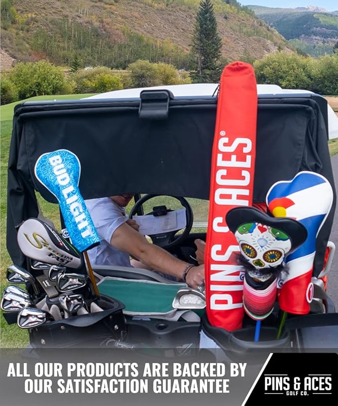 Pins & Aces Beer Sleeve 7-Can Insulated Cooler Sleeve - Stores Up to 7 Cans Discreetly in Your Golf Bag - Keeps Canned Beverages Cold On The Golf Course - Fits Most Golf Bags Styles & Types