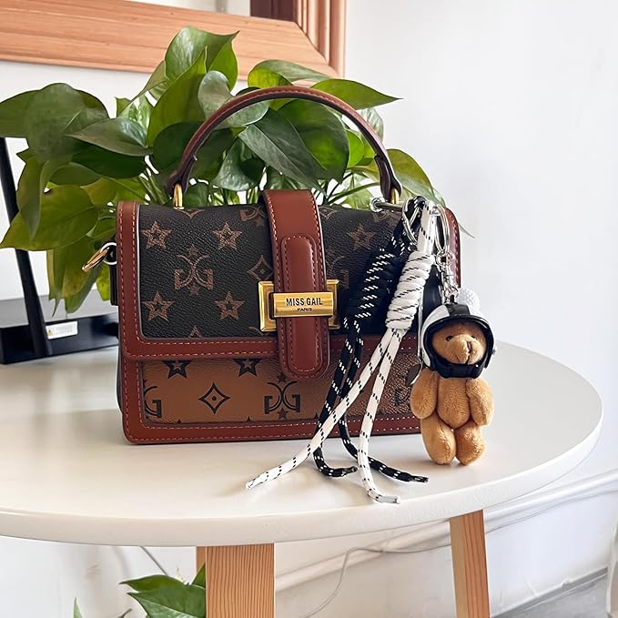 Unique Keychain Designer Rope Bag Charms for Handbag - Cute Teddy Bear Purse Charm - Leather Dachshund Accessory