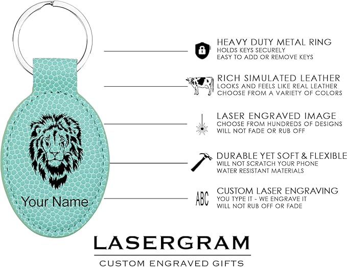 LaserGram Oval Keychain, Golf Ball, Personalized Engraving Included (Basketball Teal)