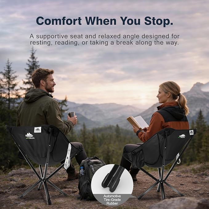 Lightweight Folding Camping Chair — 3.3 lb Compact Portable Design, One-Piece No Assembly Structure, Aluminum Frame, Easy Carry Chair for Travel, Hiking, Camping & Beach