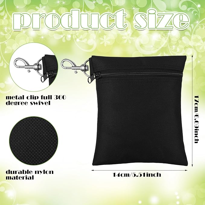 Shappy 3 Pcs Golf Tee Bag 6.7 x 5.5 Inch Golf Ball Bag Pouch Utility Tee Holder with Zipper Metal Lobster Claw Clip Valuables Gift Accessory Pouch for Men Women