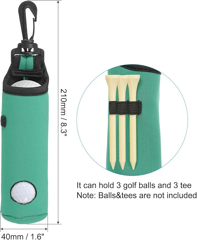 PATIKIL Golf Ball Carry Bag, Golf Tee Holder Pouch Portable Neoprene Golf Ball Holder with Clip for Men and Women Storage Gifts