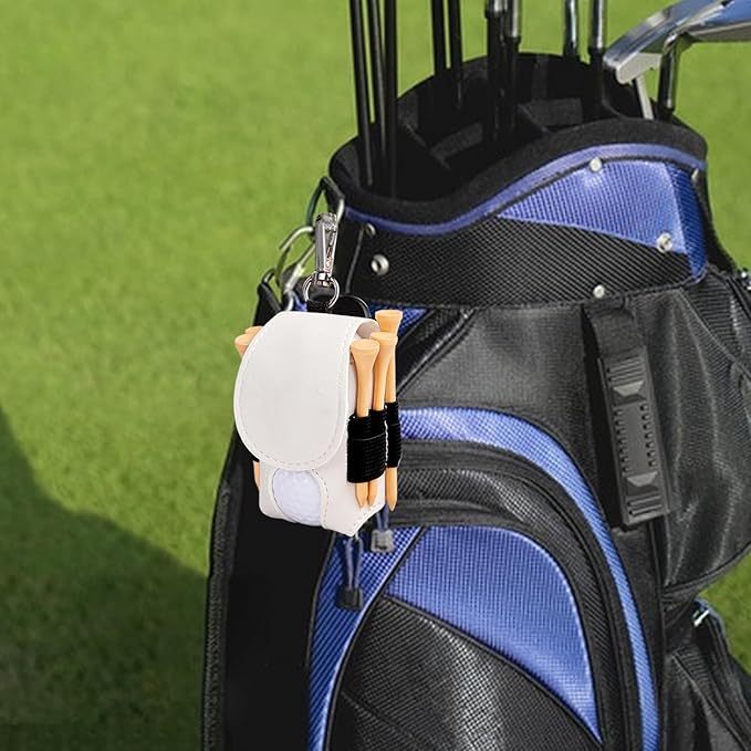 Leather Golf Ball Holder - Golf Ball Storage Pocket, Tee Bag with Sturdy Leather, Convenient and Tee Carry Pouch, Accessories Organizer for Course or Practice, Portable Pocket