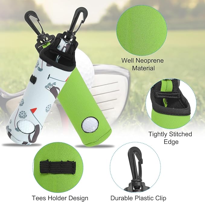 PATIKIL Golf Ball Carry Bag, 12 Pack Golf Tee Holder Pouch Portable Neoprene Golf Ball Holder with Clip for Men and Women Storage, Multicolor