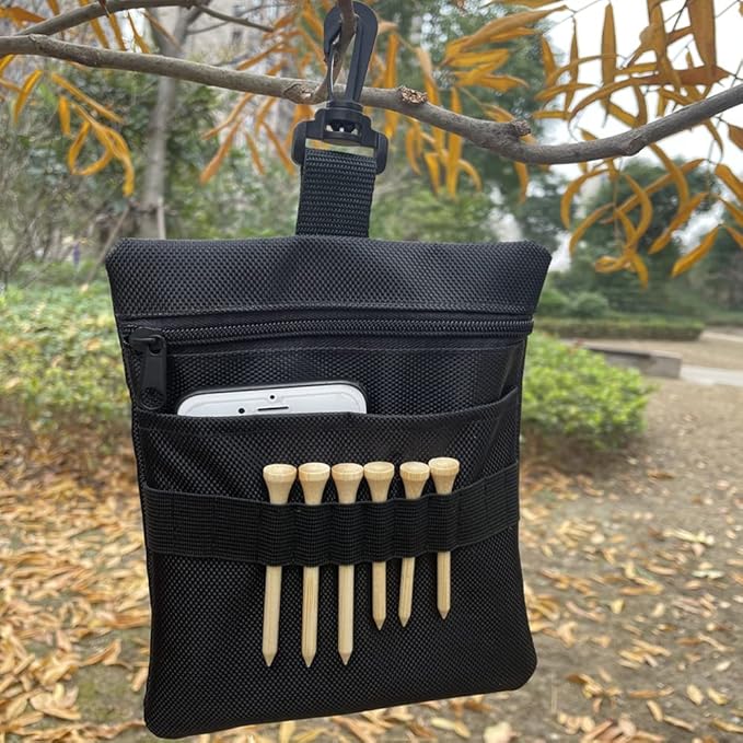Golf Tee Pouch Bag, Zipper Golf Ball Bag, Accessory Pouch for Men
