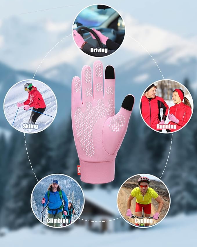 Aegend Lightweight Winter Gloves for Men Women, Warm Running Gloves Touchscreen Thermal Glove Liners for Cold Weather Driving, Cycling & Hiking, Non-Slip, Elastic Cuff, Stretchy, Durable