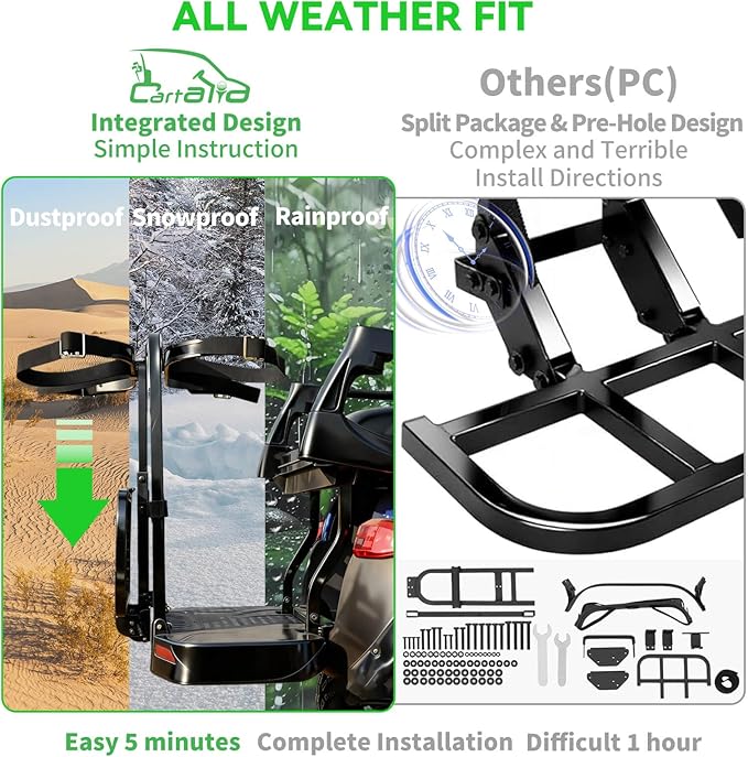 Golf Cart Bag Holder Bracket Upgraded Metal Attachment for 2+2 Rear Seat with 1 Inch Square Rail Golf Cart, No Drilling Required Golf Bag Rack for EZGO Club Car Yamaha Included All Hardware