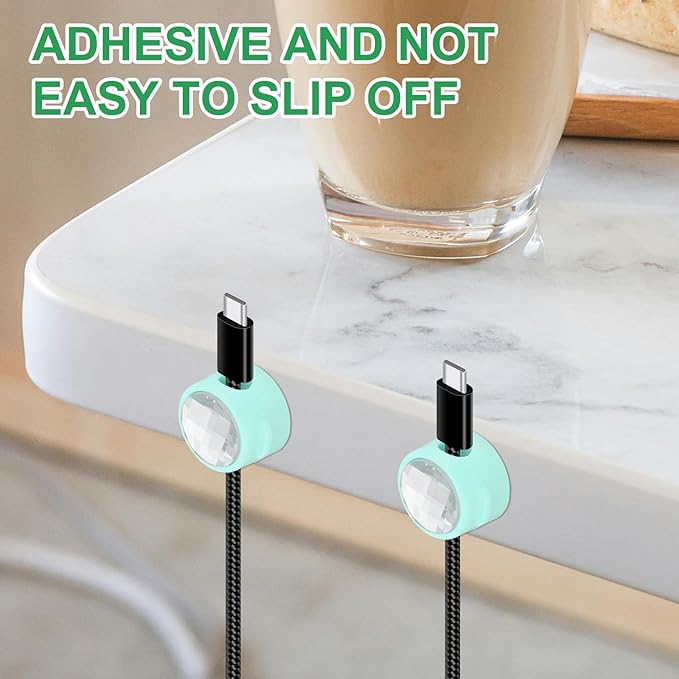 PATIKIL Cable Organizer Holder, 6 Pcs Magnetic Spring Desk Cable Management Clips Adhesive Cord Holder Keepers for Office Desktop Wall Car, Blue