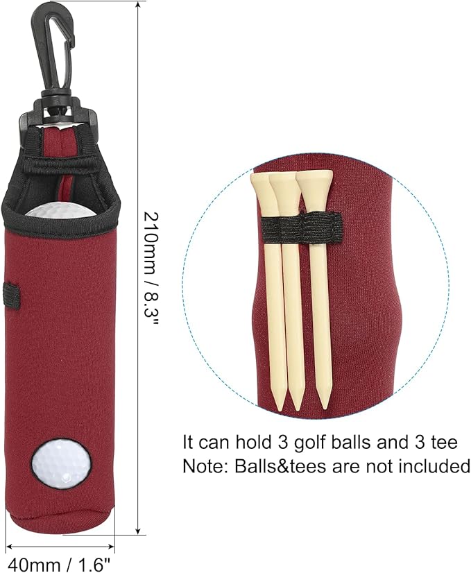 PATIKIL Golf Ball Carry Bag Golf Tee Holder Pouch Portable Neoprene Golf Ball Holder with Clip for Men and Women