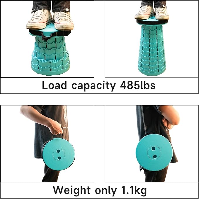 Portable & Lightweight Foldable Camping Chair for Adults, Heavy Duty Folding Stool with Adjustable Shoulder Strap, Perfect for Picnic, Beach, Backyard, and Sporting Events, Max Weight 400lbs