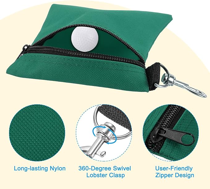 PATIKIL Golf Tee Pouch, Zipper Golf Ball Bag with Metal Lobster Claw Clip for Men Women Valuables Holder