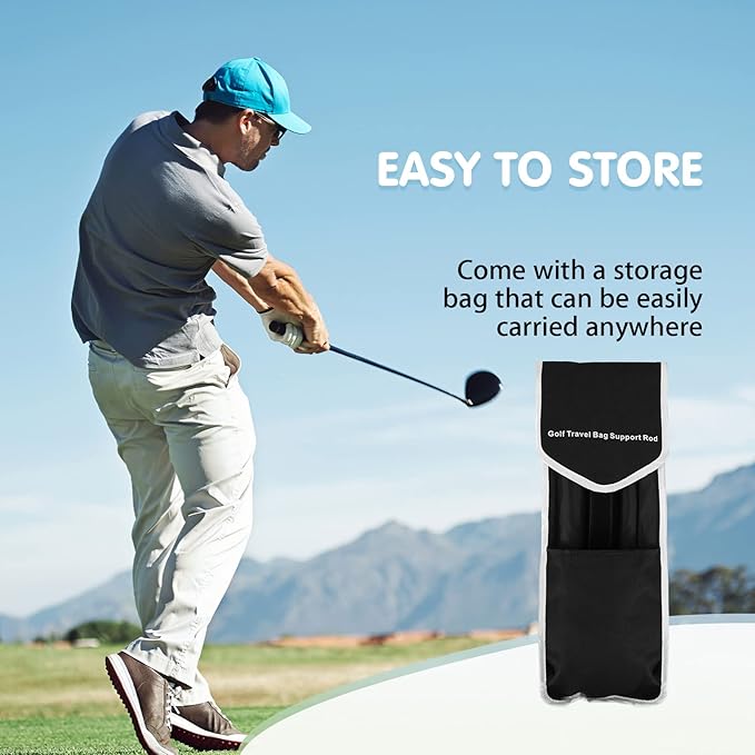 Rhino Valley Golf Travel Bag Support Rod, Aluminum Alloy Rod and Anti-Impact Support Cover, Golf Support Protector Bag Accessory, Golf Support Stick Adjustable Clubs Protection System Pole