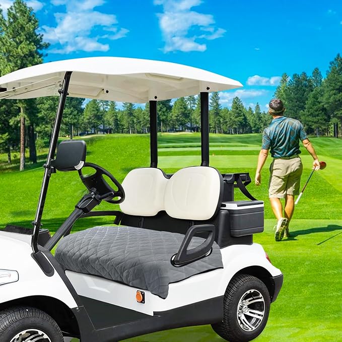 YOKYHOM Golf Cart Seat Covers, Golf Cart Seat Towel Blanket, Short Plush Surface, Soft and Comfortable, Suits EZGO, Yamaha, Club Car and Other 2-Seat Golf Carts, 51"x 30.5", Light Gray