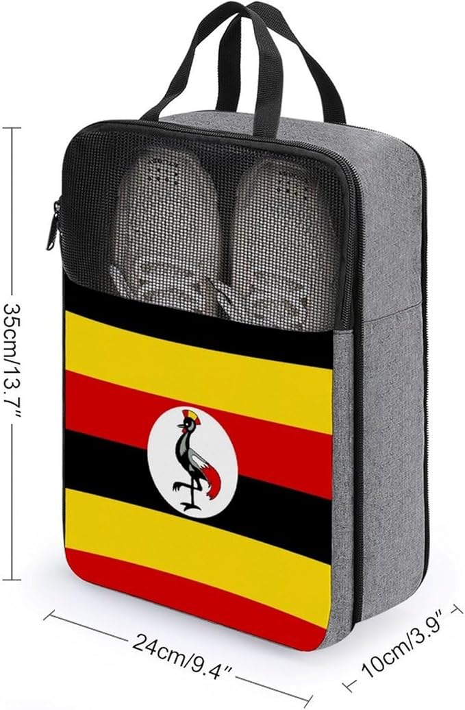 Travel Suitcase Shoe Organizer Pouch Uganda Flag Lightweight Shoe Bags for Storage and Packing Sneaker Bags