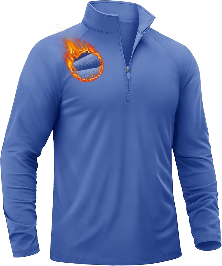 TACVASEN Men's Quarter Zip Pullover Fleece Lined Thermal Long Sleeve Golf Shirt 1/4 Zip Warm Winter Sweatshirts