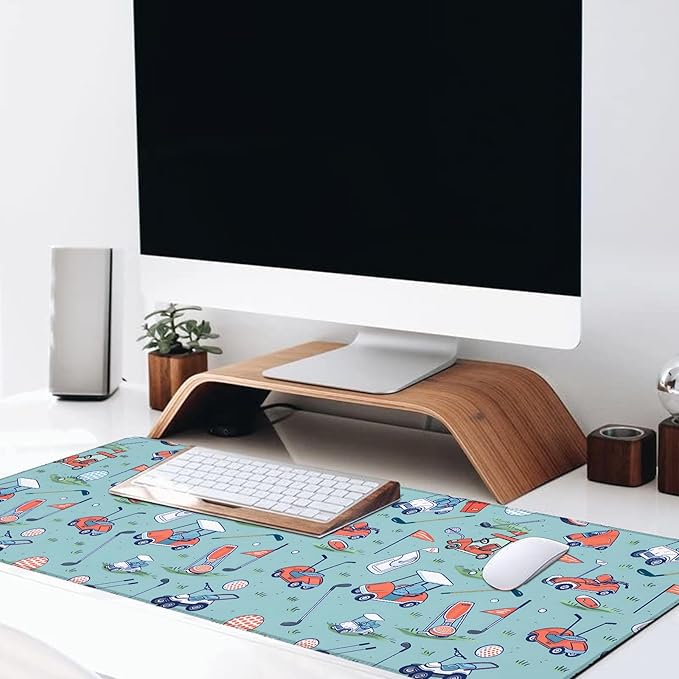 Golf Large Gaming Desk Mat,Rubber Non-Slip Cart and Equipment Mouse Pad,31.5x11.8x0.12in Extended Sport Mousepad,Game Lover Mice Pads Gifts,Office Home Deskmat Decor