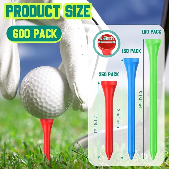 Mudder 600 Pack Golf Tees Bulk Wooden Golf Tees Multicolor Wood for Men Balls Accessories