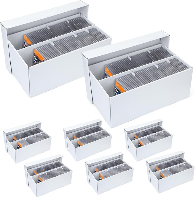 8 Pack Trading Card Storage Box - 2 Rows Graded Card Case holds 88 PSA Slab Cards, Cardboard Holder Organizer Boxes with Dividers for Sport Cards