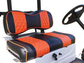 Huskey 2PCS Golf Cart Front Seat Covers for EZGO Medalist/TXT 94-13 Custom Two-Tone Black/Orange Diamond Stitching with Orange Piping, Marine Grade Vinyl Material, Staple on Design