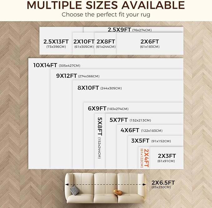 BAGAIL BASICS 2 x 4 FT Rug Pad Gripper for Hardwood Floors, Non Slip Rug Pads for Area Rugs, Extra Thick Under Rug Padding, Protect Your Rugs & Floors