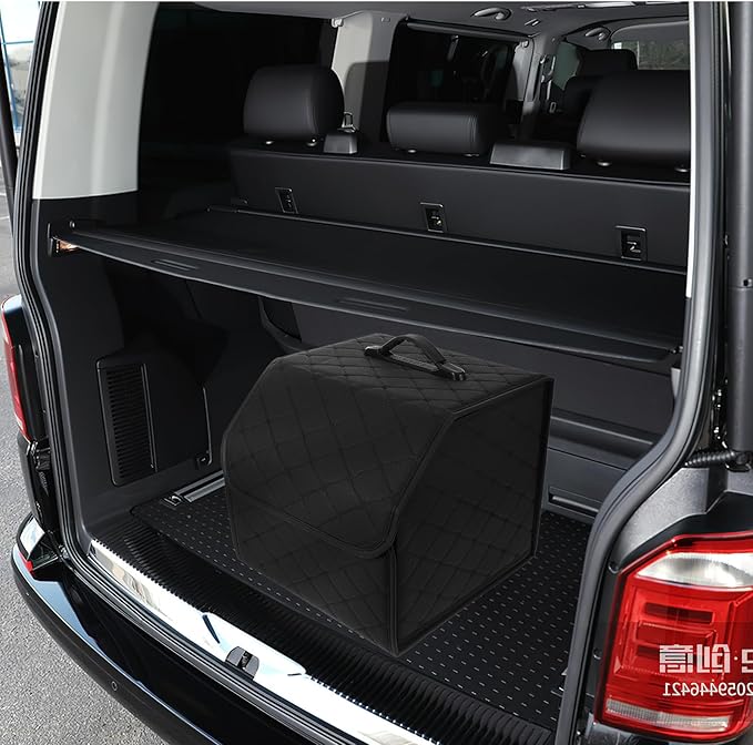 Foldable Car Trunk Storage Organizer Compact Dark Multi-Use Cargo Organizer Box for SUV and Van Grocery Storage