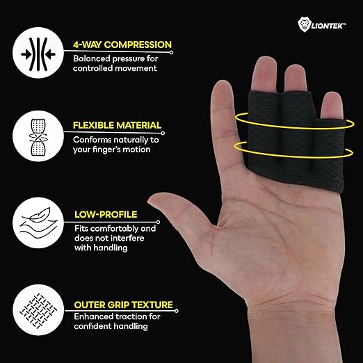 LIONTEK Triple Flow Finger Sleeve V3 Pair — Joint Support & Compression for Activity, BJJ, Fitness, Volleyball, Basketball, and More