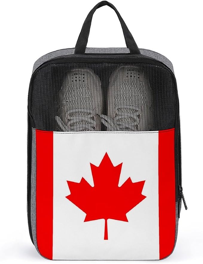 Portable Shoe Packing Storage Bag Travel Shoe Organizer with Zipper Closure for Travel and Daily Use (Canadian Canada Flag)