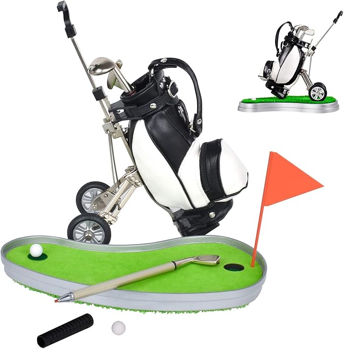 Golf Pen Holder with 3 Piece Pens Desktop Toys Decoration Entertainment Novelty Golf Pen