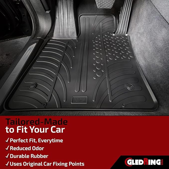 Gledring USA Custom Fit All-Weather Rubber Floor Mats Intended for Volkswagen Tiguan 2025, No Trimming Required, Tailored Custom Fit, Protects from Rain, Mud, & Snow.