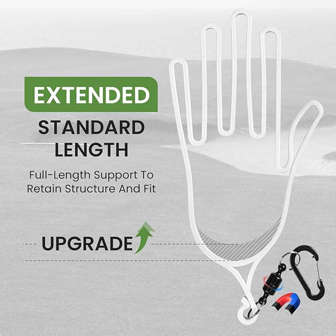 FINGER TEN Golf Gloves Stretcher Universal with Strong Magnetic Carabiner Clip 2 Pack, Durable Glove Support Plastic Holder Hanger Keeper Dryer, Size Large XL for Men Women