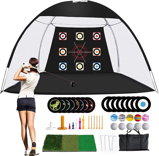 Golf Net, 10 x 7ft Backyard Practice net, Golf Hitting,Driving Net with mat for Indoor/Outdoor